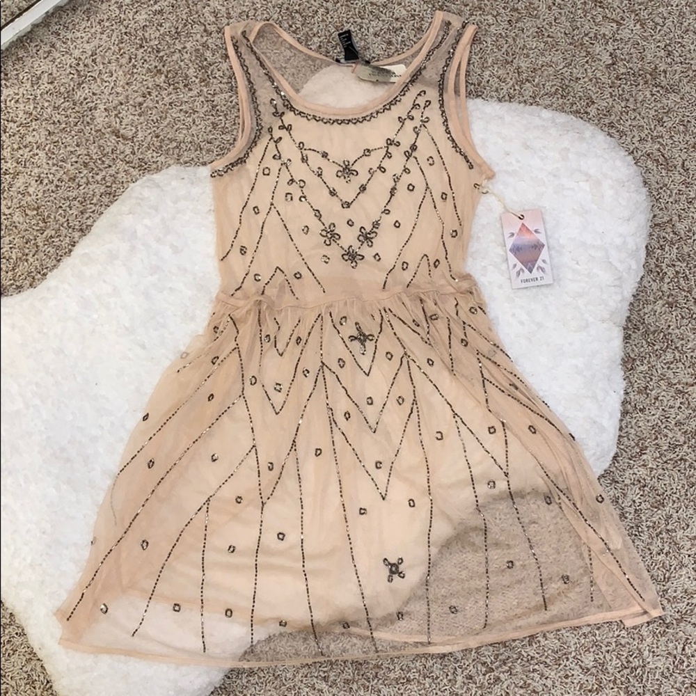 Size Small Sheer Mesh beaded cover up dress